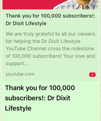 Thank You for 100,000 subscribers: Dr Dixit Lifestyle